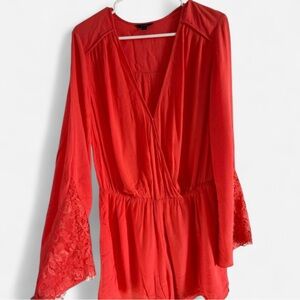 GUESS Angel Lace Woman’s Romper in Coral Size XL